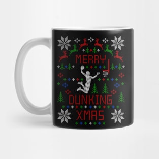 Merry Dunking Christmas Basketball Ugly Christmas Sweater Design Mug